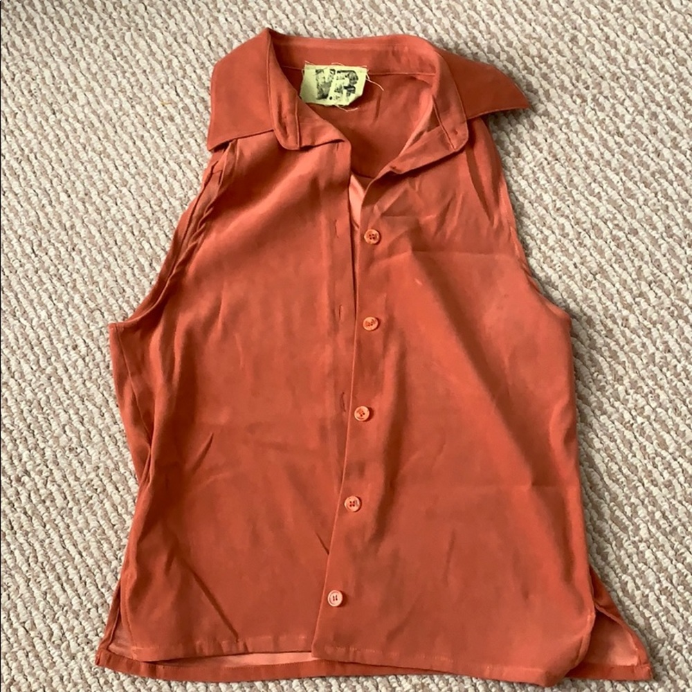 Collared button up shirt vest